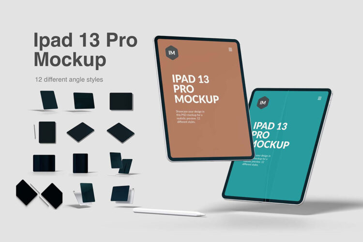 Ipad Mockup 12款平板电脑IPad模型屏幕展示设计贴图psd样机素材模板