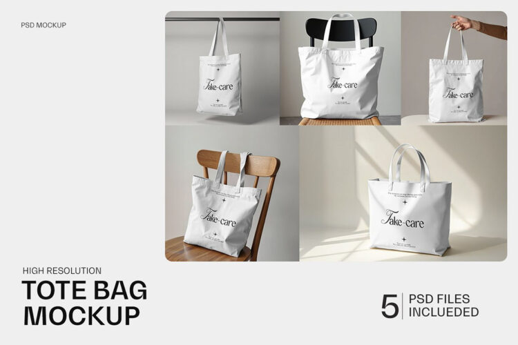 Canvas Tote Bag Mockup 逼真帆布手提包袋模型广告设计贴图ps样机素材模板