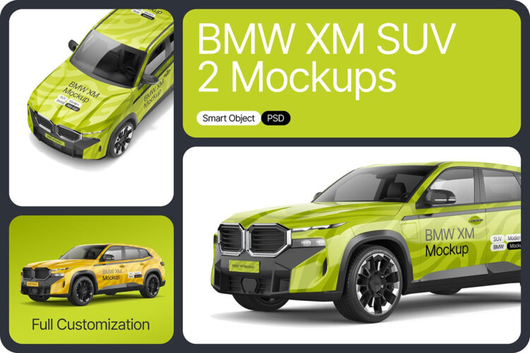 BMW XM SUV Mockup 宝马XM SUV车辆模型车身品牌展示设计贴图psd样机素材