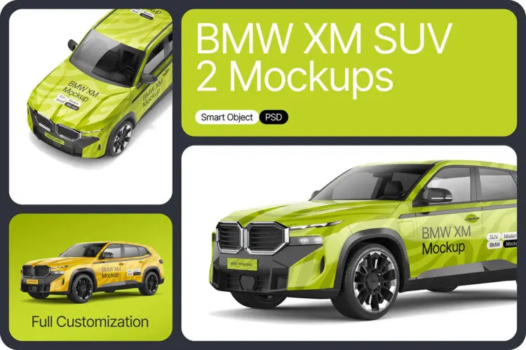 BMW XM SUV Mockup 宝马XM SUV车辆模型车身品牌展示设计贴图psd样机素材