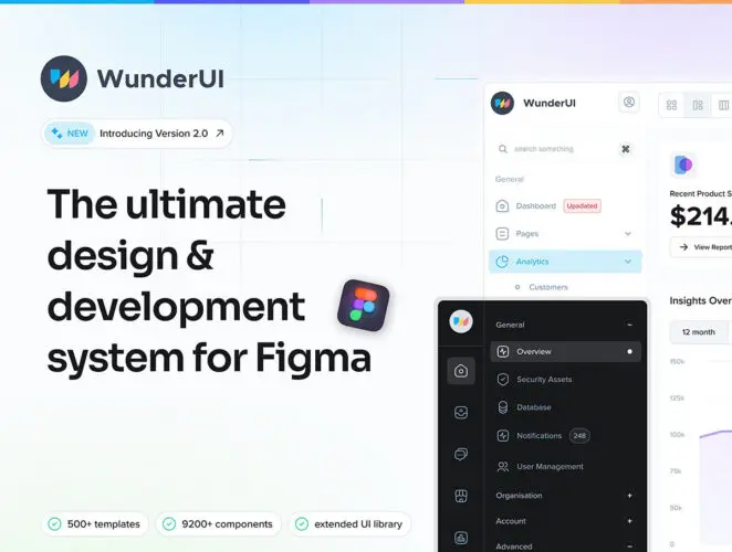 WunderUI – design system v. 2.0 500屏全套通用模块化响应式ui功能设计组件后台仪表盘模版素材