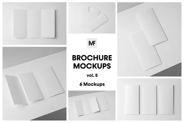 Stationery Brochure Mockups vol.4 门折叠三折页小册子模型营销展示设计贴图ps样机素材模板