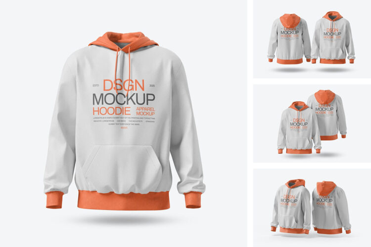 Hoodie Mockup 男士连帽衫休闲卫衣服饰模型展示设计贴图ps样机素材