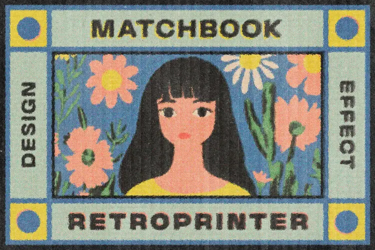 Matchbook Retro Printer Effect 复古孔板印刷半调点画照片图像ps特效样机素材预设模板