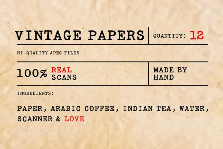 Vintage Paper Textures 12款复古泛黄做旧褶皱咖啡茶渍怀旧粗糙折痕肌理背景底纹图片素材