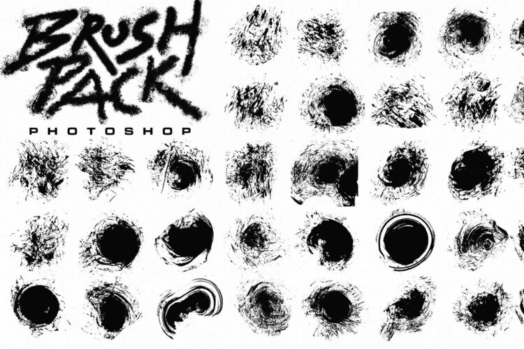 32 Splatter Ink Brushes 32种泼墨飞溅抽象艺术ps笔刷素材