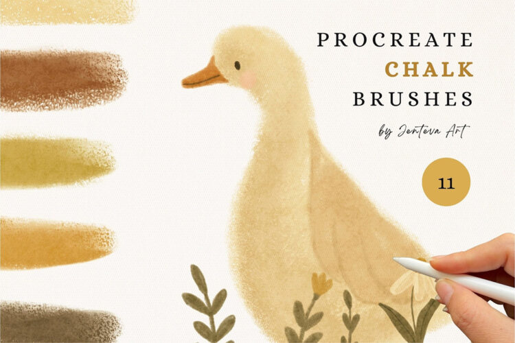 Procreate Chalk Brush Set 11款粉笔素描蜡笔涂抹纹理Procreate笔刷素材