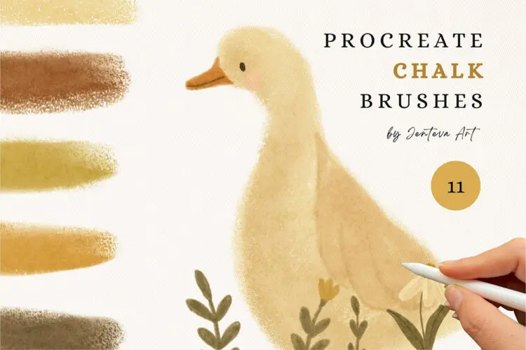 Procreate Chalk Brush Set 11款粉笔素描蜡笔涂抹纹理Procreate笔刷素材