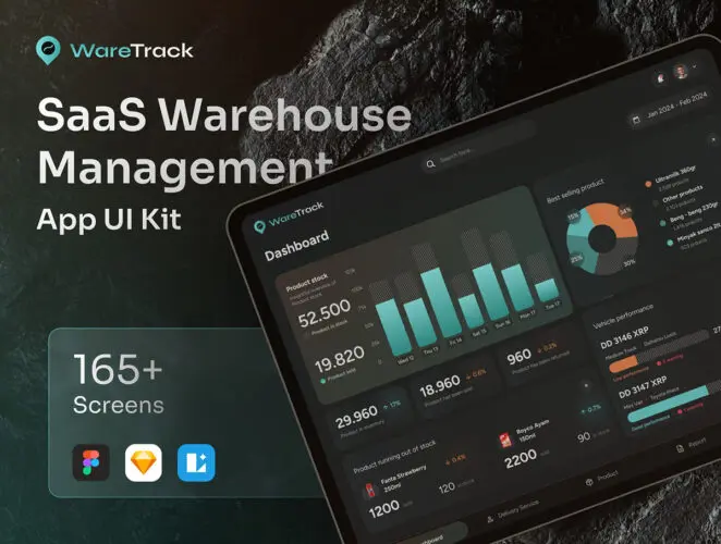 WareTrack – SAAS Warehouse Management App UI Kit 165屏仓库管理和供应链管理应用程序高级 SAAS UI 套件