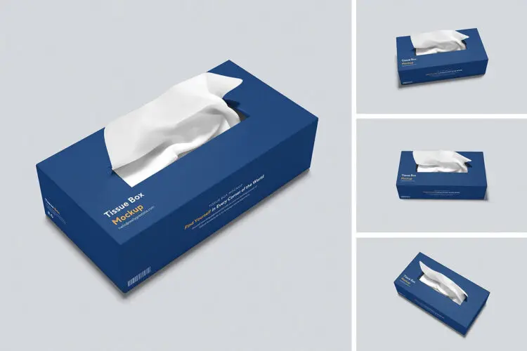 tissue box mockup 纸巾盒装抽纸纸盒包装设计作品贴图ps样机素材场景展示效果模板