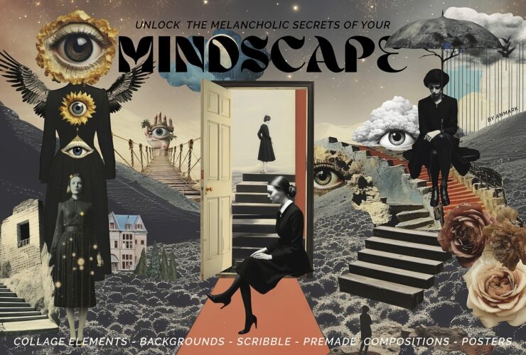 Mindscape. Inner World Collage 潮流复古心灵世界超现实主义抽象艺术混合拼贴png免抠图片素材
