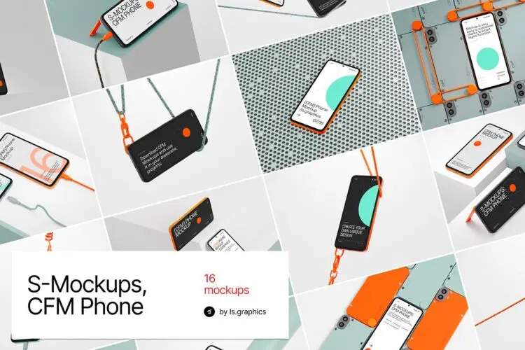 S-Mockups, CFM Phone 16款工业风安卓智能手机App应用ui界面设计作品展示效果图ps样机