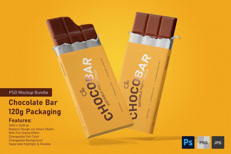 Chocolate Candy Bar Packaging PSD Mockup Set 13款巧克力包装模型品牌logo标识设计贴图psd样机素材