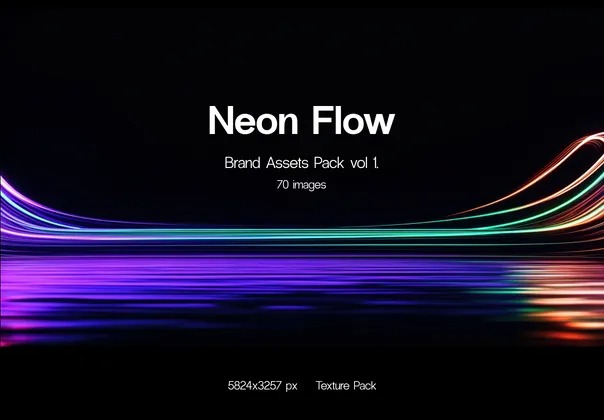 Neon Flow Brand Assets Pack vol 1. 70款未来科技时尚Neon霓虹灯光轨迹动感科幻渐变背景底纹图片素材