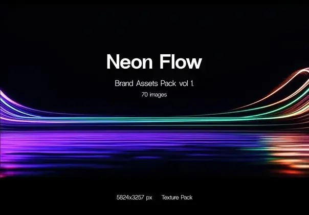 Neon Flow Brand Assets Pack vol 1. 70款未来科技时尚Neon霓虹灯光轨迹动感科幻渐变背景底纹图片素材