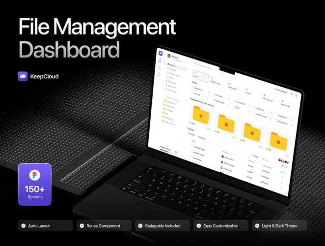 KeepCloud – File Management Dashboard UI Kit 75+屏文件管理网盘云存储仪表盘用户ui界面设计figma模板素材
