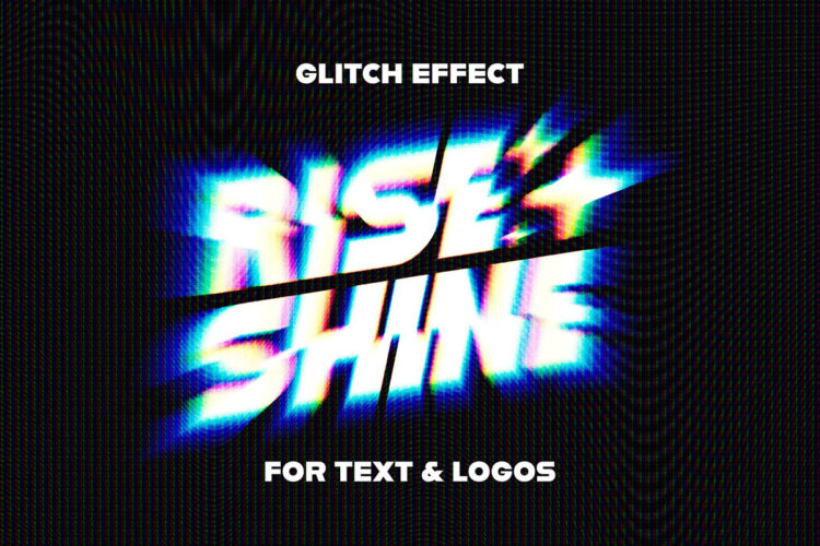 Glitchy CRT Screen Text Logo Effect CRT屏幕文本字母logo标识故障像素化效果ps特效预设模板