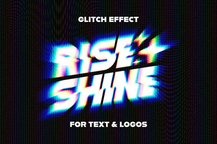 Glitchy CRT Screen Text Logo Effect CRT屏幕文本字母logo标识故障像素化效果ps特效预设模板