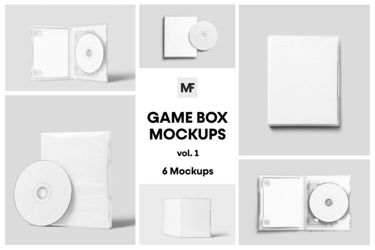 Game Box Mockups vol.1 6款游戏光盘光碟塑料包装盒模型游戏封面展示设计贴图psd样机素材