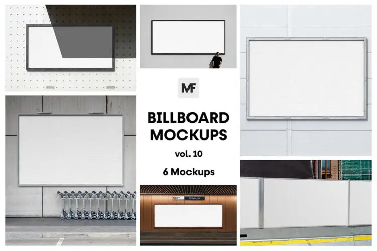 Commercial Billboard Mockups vol.10 商业广告牌户外墙面广告牌框架模型展示设计贴图psd样机素材