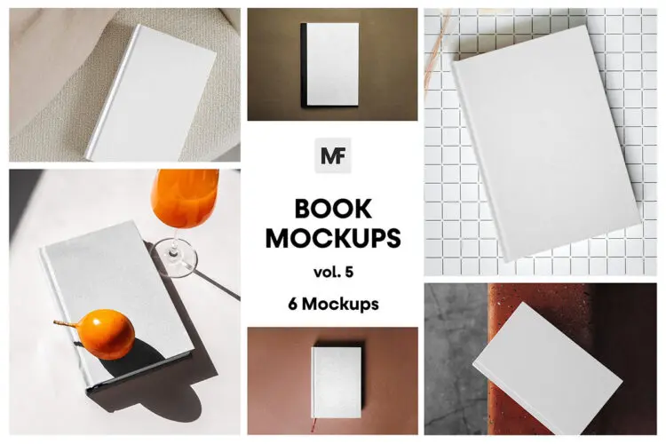 Various Book Mockups vol.05 硬面平装书籍笔记簿书本模型品牌logo标识设计贴图psd样机素材