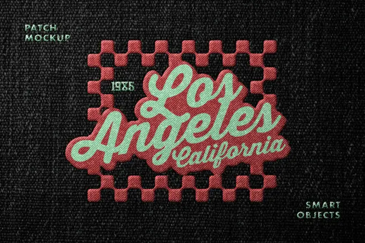 Stitches Embroidery Logo Mockup 标识针织缝纫纺织文本字母logo图案效果ps特效预设模板