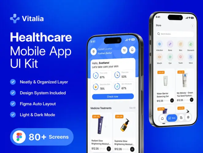 Vitalia – Healthcare Mobile App UI Kit 医疗保健移动应用程序 UI 套件