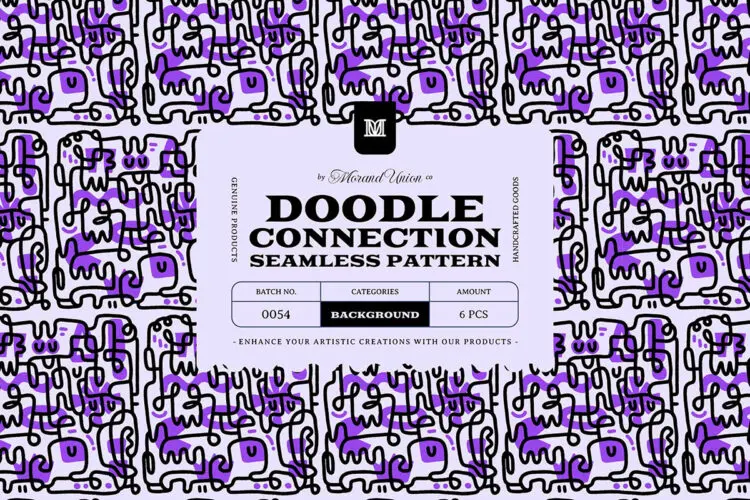 Doodle Connection Seamless Pattern 手绘连线迷宫草图涂鸦装抽象艺术饰图案图片矢量设计素材