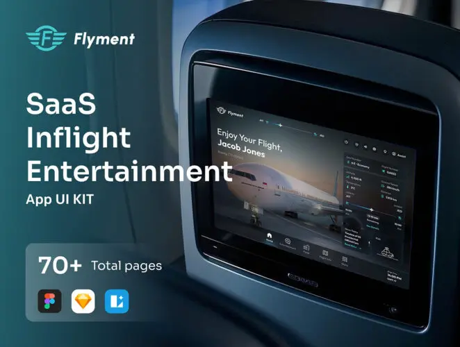 Flyment – SAAS Entertainment Management UI Kit 70+屏航班机舱座椅显示屏SaaS服务娱乐管理仪表盘UI界面