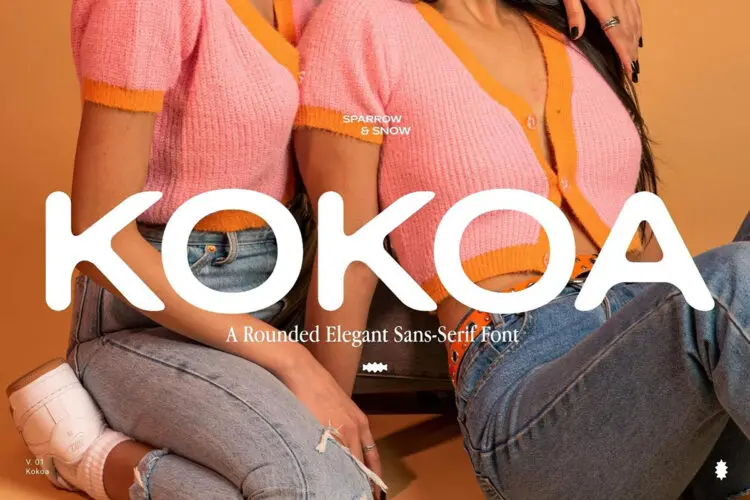 时尚潮流文创服装广告海报画册封面标题圆角无衬线英文字体 Kokoa Sans Serif Font