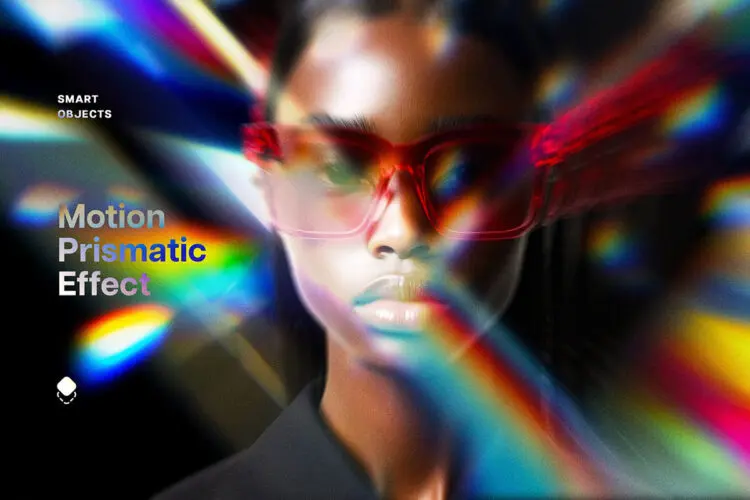 运动棱镜折射彩虹梦幻分形失真照片图像滤镜ps特效预设模板 Motion Prism Photo Effect