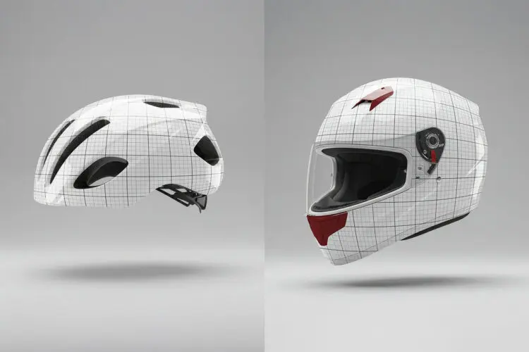 电动车摩托车机车头盔印花图案设计贴图ps样机素材展示效果模板 Helmet Mockups