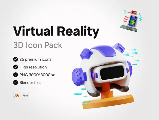 25款虚拟现实设备3D图标插图插画webp免抠图片设计素材 3D Virtual Reality Icons