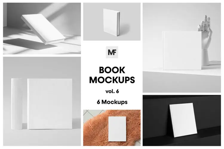 平装硬面书籍书本笔记簿模型品牌logo标识设计贴图psd样机素材 Various Book Mockups vol.06