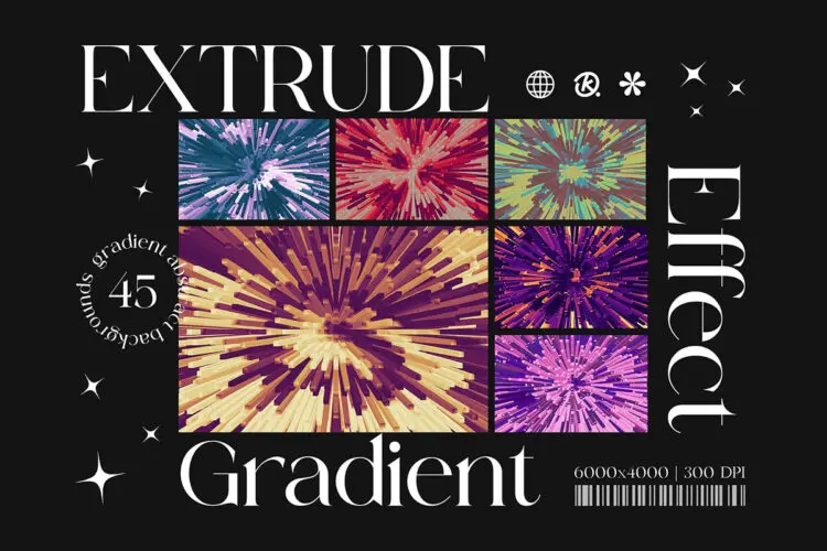 45款复古科幻3D爆炸颗粒噪点几何图形装饰抽象艺术背景图片素 Extrude Background Effect