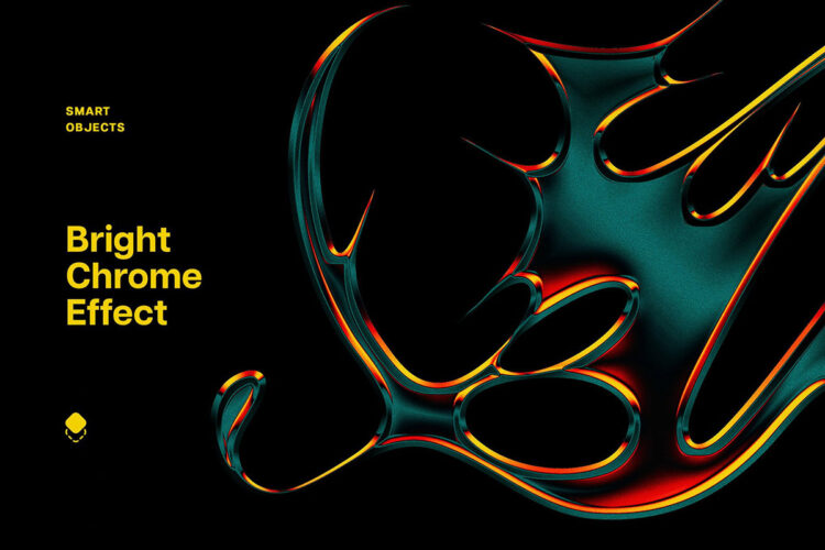 彩色全息金属发光效果ps标题文本特效滤镜样机 Colorful Chromatic Metal Text & Logo Effect