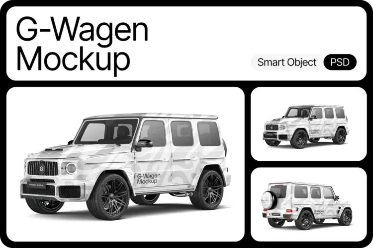 奔驰大G越野车SUV汽车贴图ps样机素材车身广告展示效果模板 G-Wagen Mockup