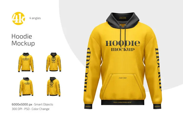 连帽衫休闲卫衣服饰模型展示设计贴图ps样机素材 Hoodie Mockup Set