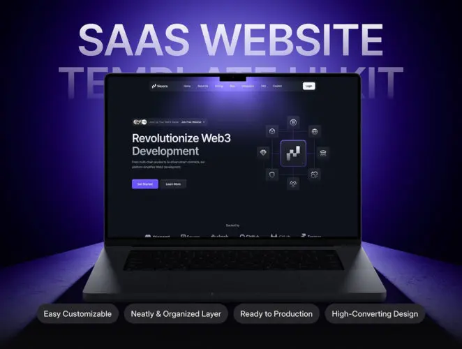 专业SaaS软件运营云服务平台网站ui界面设计套件figma组件模板 Nexora – SaaS Website Template UI Kit