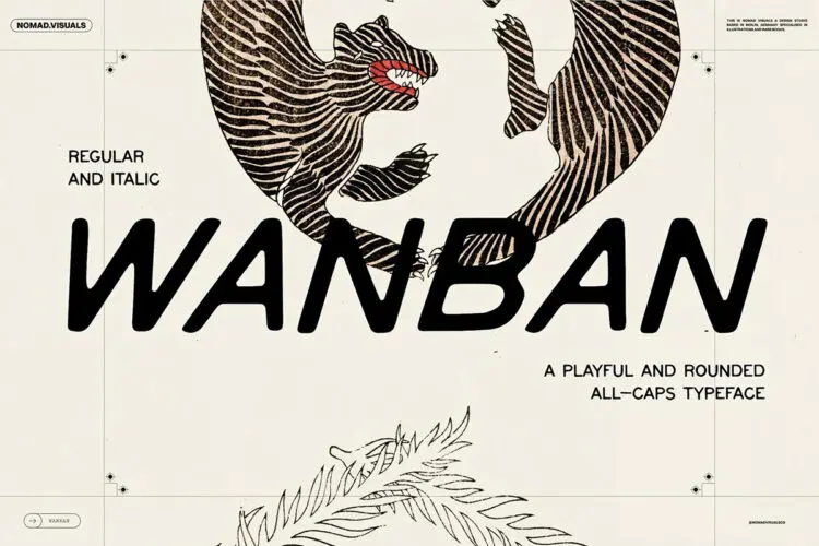 时尚圆润大写字母数字海报封面logo设计英文字体设计 Wanban All-Caps Font