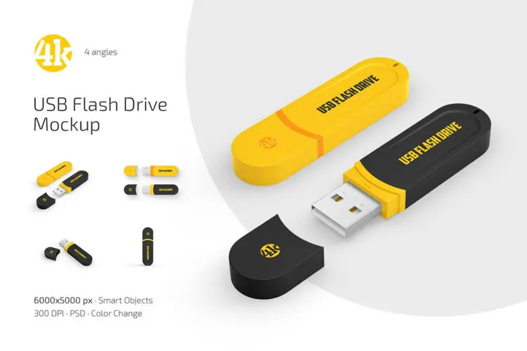 闪存U盘产品包装样机素材 USB Flash Drive Mockup Set