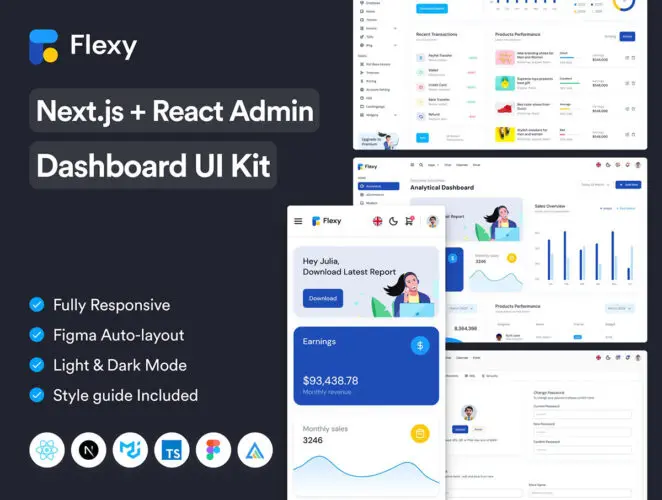 基于 Next.js 与 Material UI 集成的现代化管理仪表板模板 Flexy NextJs React Admin Template