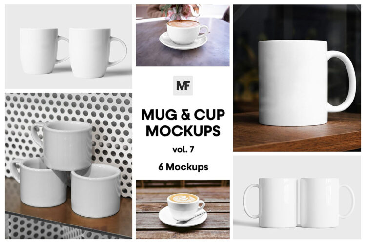 6款马克杯水杯咖啡杯模型品牌logo印花设计贴图psd样机素材 Cup and Mug Mockups – Packaging Mockups vol.7
