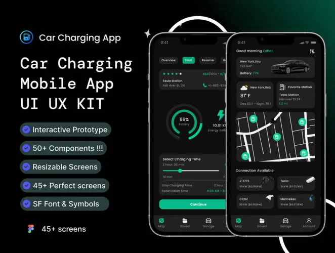 电动汽车充电站查找所有功能的优质高品质 UI 套件 EVCharge Link – EV Charging Apps UI KIT