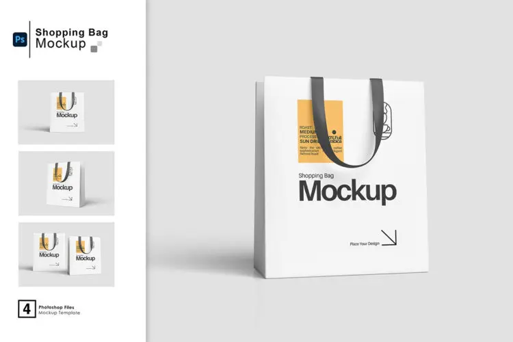 购物袋拎袋挂袋手提袋模型展示设计贴图Ps样机素材 Shopping Bag Mockup