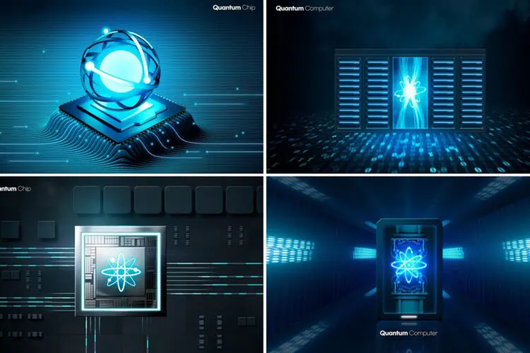 科技感芯片机器人工智能科技海报PSD分层源文件设计素材模板 Quantum Computer