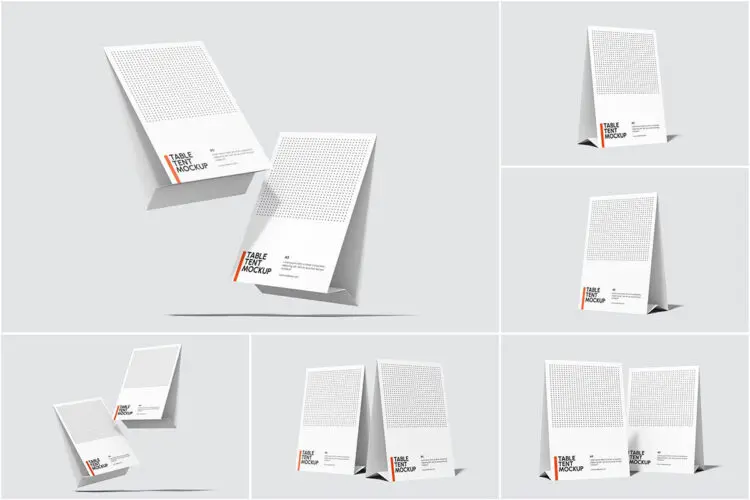 A5帐篷式桌卡台卡模型品牌广告展示设计贴图Ps样机素材模板 A5 Table Tent Mockup