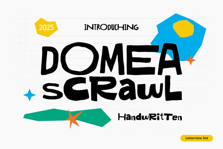创意卡通时尚趣味文创海报广告儿童画册封面标题手写英文字体包 Domea Scrawl – Handwritten