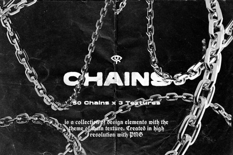 174款复古y2k嘻哈风银色生锈全息链条铁链png免抠图设计素材 Chains PNG Collection