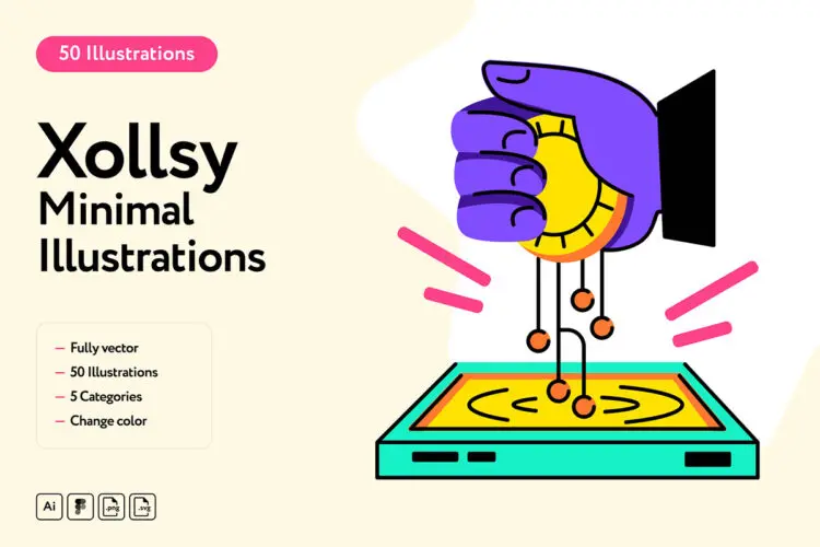 50款创意趣味扁平化金融设计通信编程安全插图插画ai矢量设计素材 Xollsy Flat Vector Illustrations
